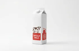 Fresh whole milk in a glass bottle on white background